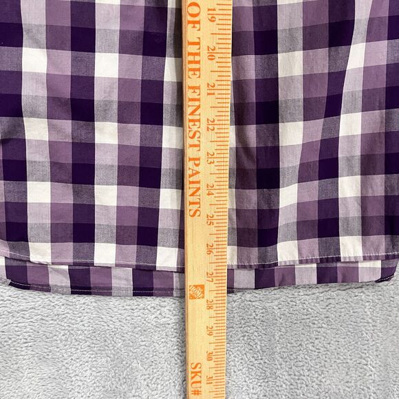 Duluth Trading Wrinklefighter Button‎ Up Shirt Womens S White Purple Gingham - Picture 5 of 7